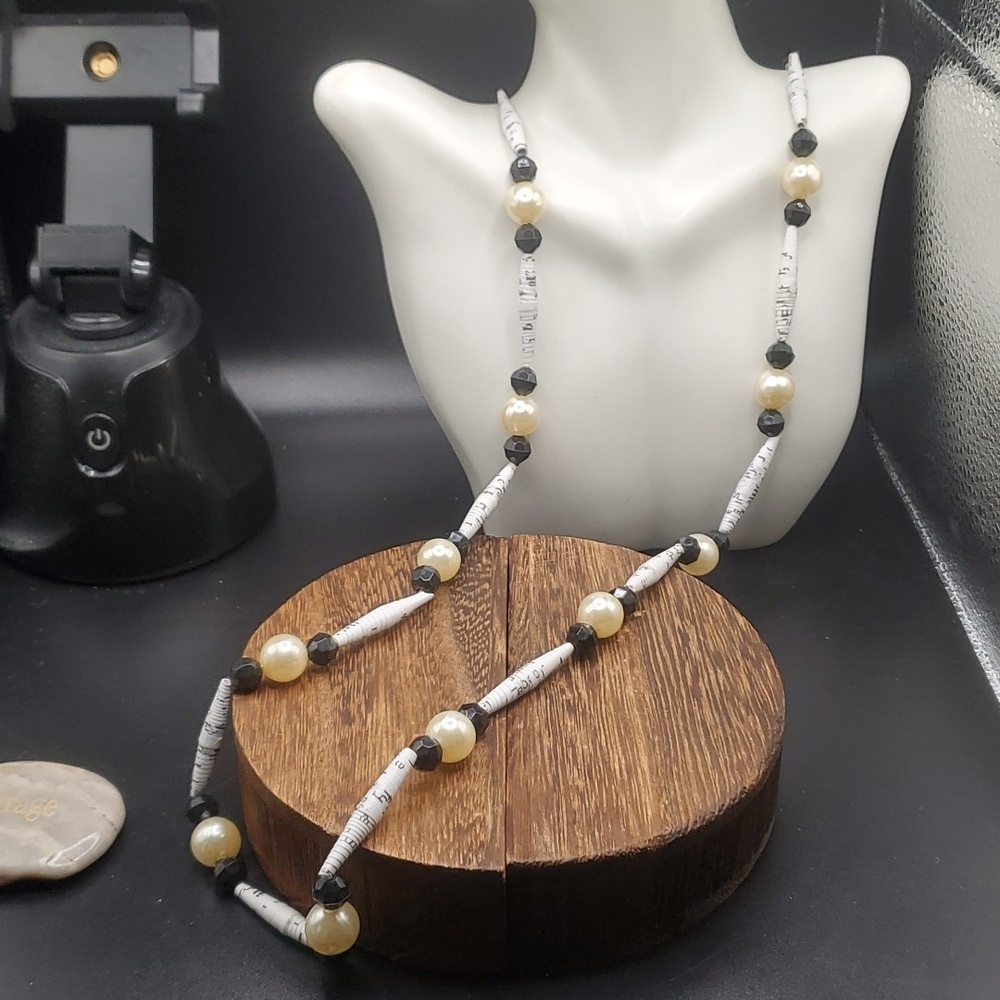 Paper lantern music notes‎ pearl beaded necklace N3025